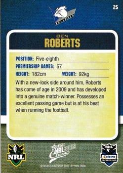 2009 Select Classic #25 Ben Roberts Back